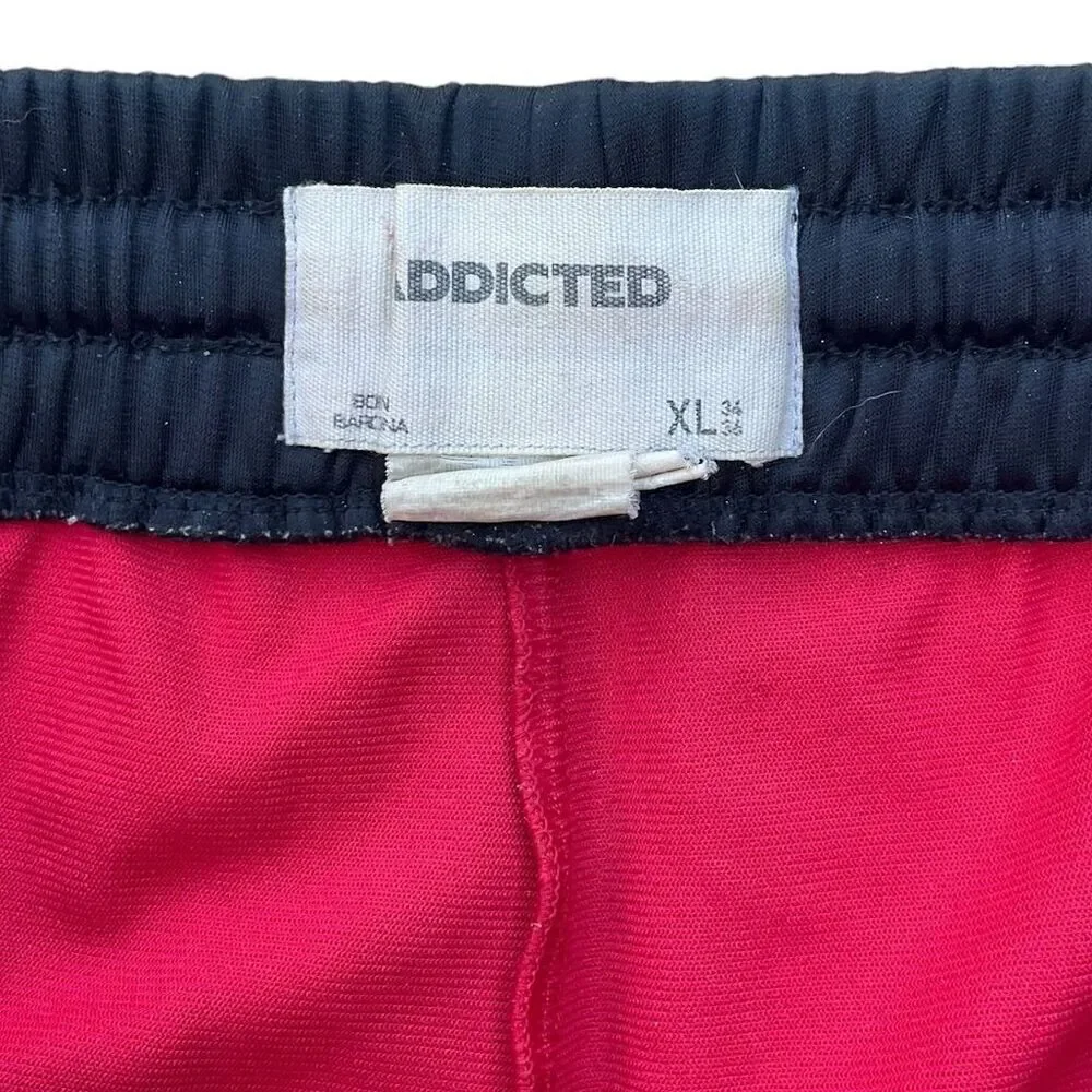 🟥 ADDICTED Men’s Red & Navy Color Block Shorts | Size XL‎